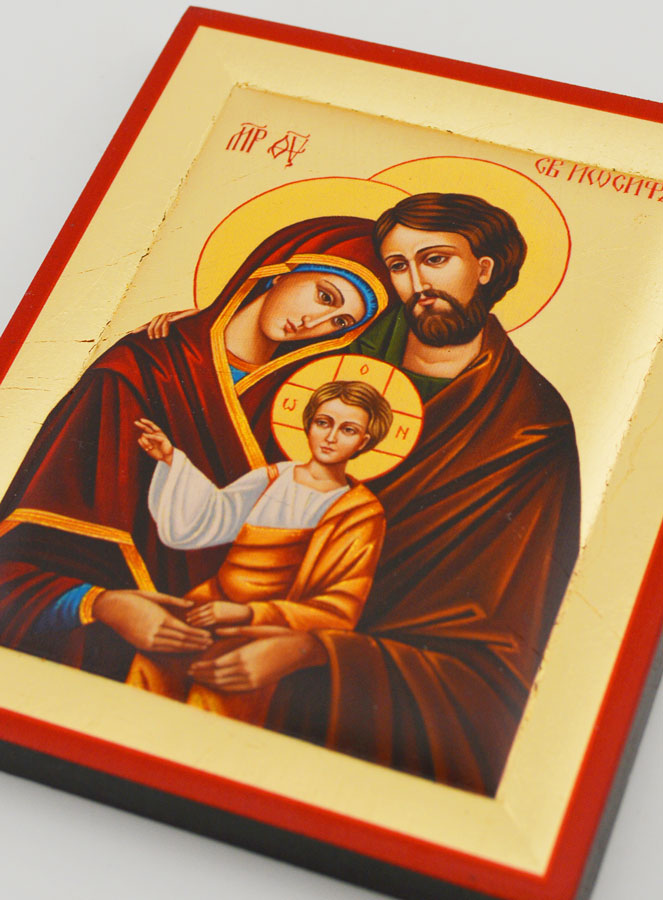 Icône Byzantine Sainte Famille Peinte à la Main - 13cm (pic 3)