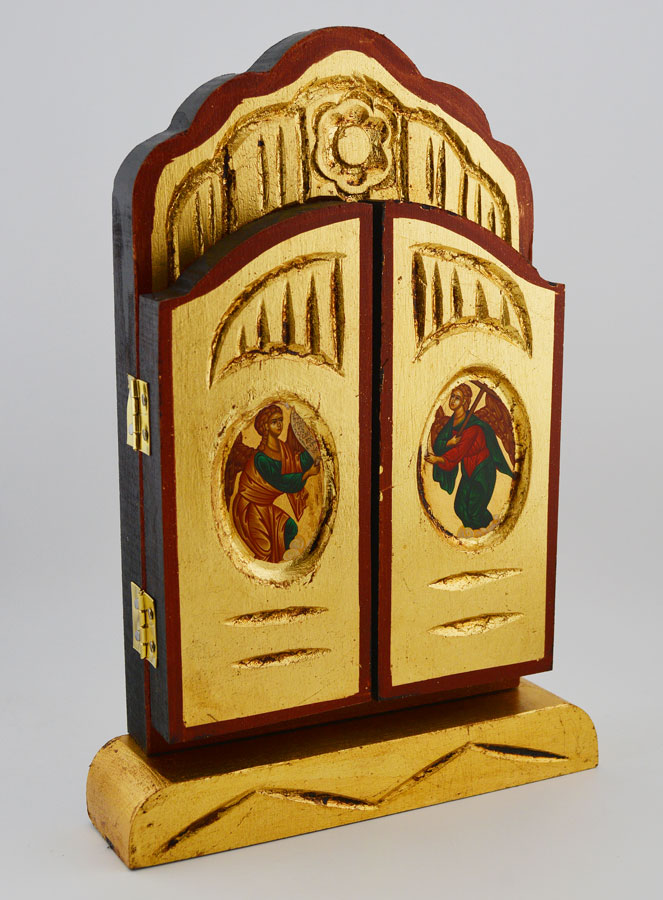 Icône Triptyque Vierge de Korsun sur Feuille d'Or - 26 cm (pic 3)