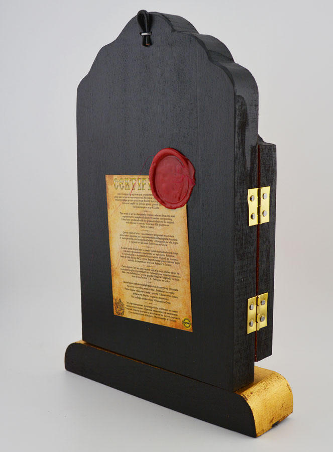 Icône Triptyque Vierge de Korsun sur Feuille d'Or - 26 cm (pic 4)