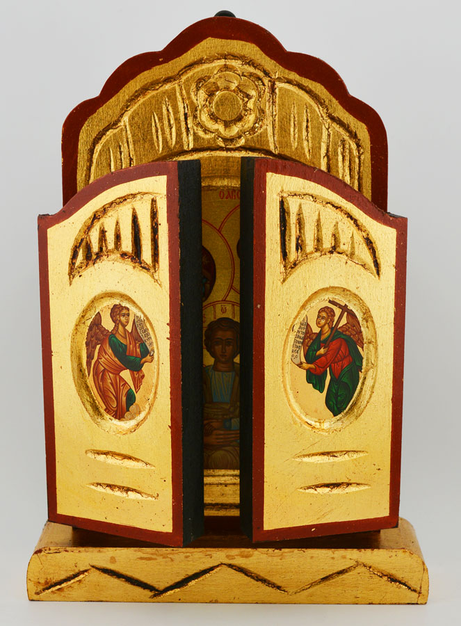 Icône Triptyque Sainte Famille sur Feuille d'Or - 26 cm (pic 2)