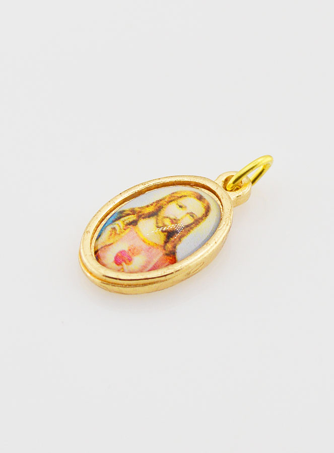 Médaille Sacré-Coeur de Jésus Dorée - 15mm (pic 3)