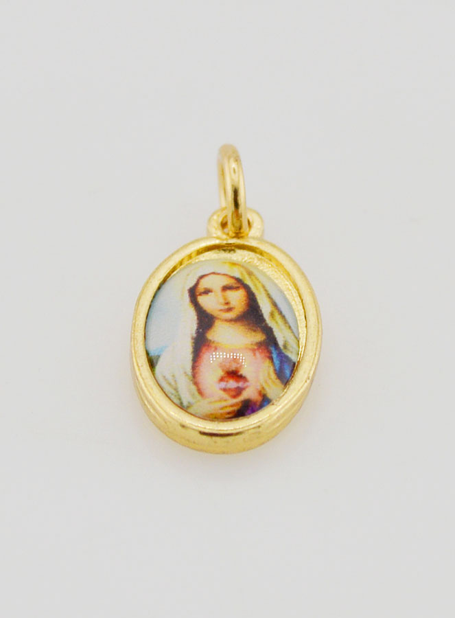 Médaille Sacré-Coeur de Marie Dorée - 15mm (pic 2)