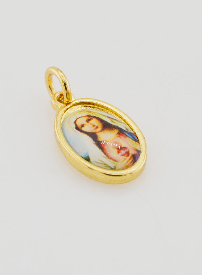 Médaille Sacré-Coeur de Marie Dorée - 15mm (pic 3)
