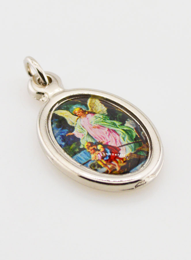 Médaille Ange-Gardien Protecteur Argentée - 23 mm (pic 3)
