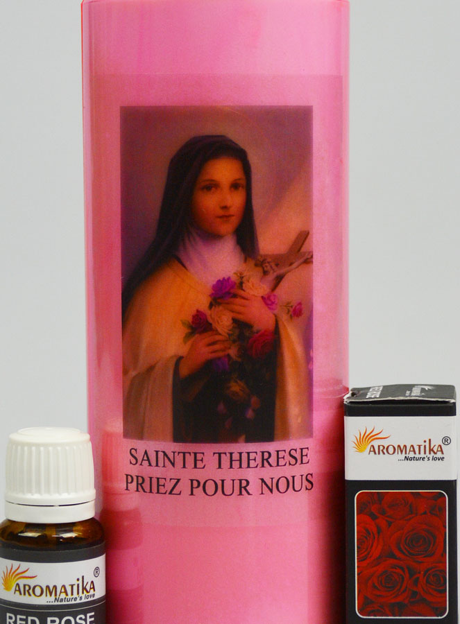 Bougie de Neuvaine à Sainte Thérèse Parfumée Rose (pic 3)