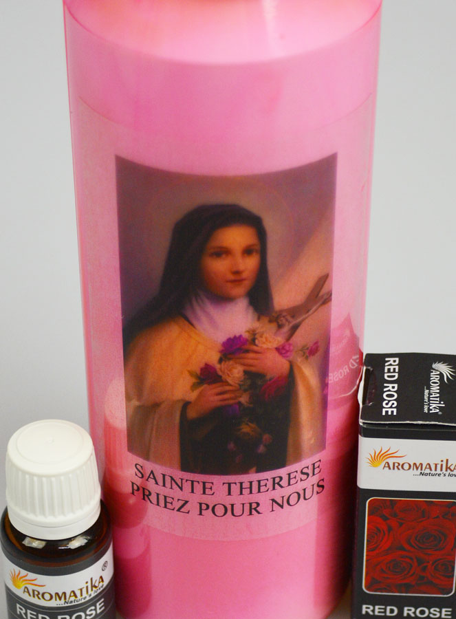 Bougie de Neuvaine à Sainte Thérèse Parfumée Rose (pic 4)