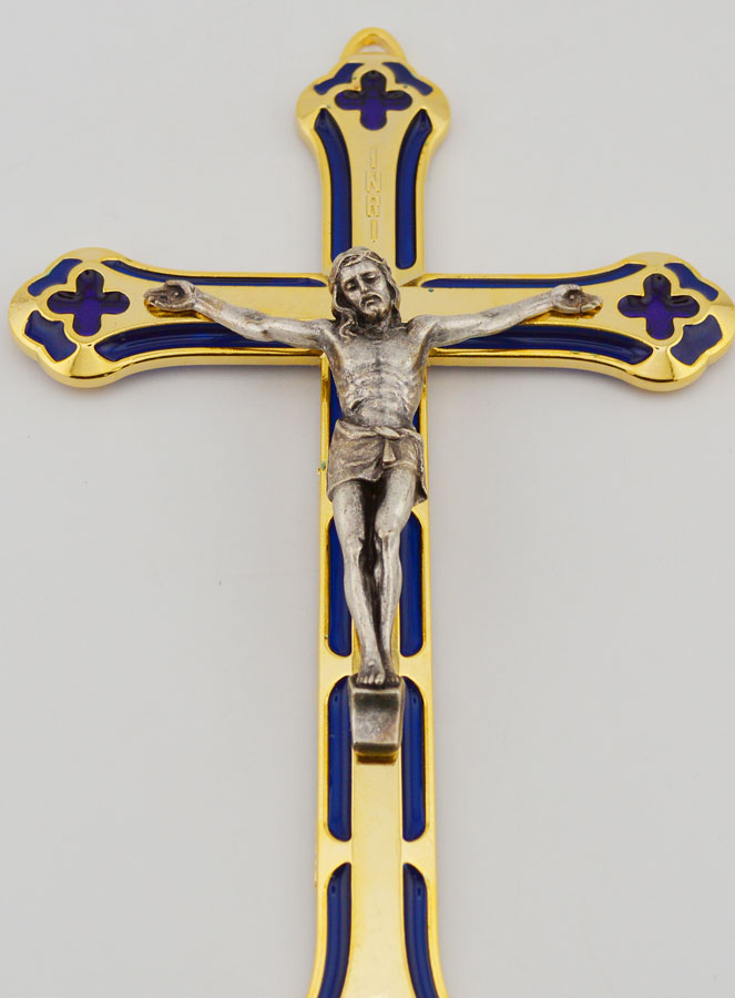 Crucifix Vitrail en Métal Doré - 17cm (pic 2)