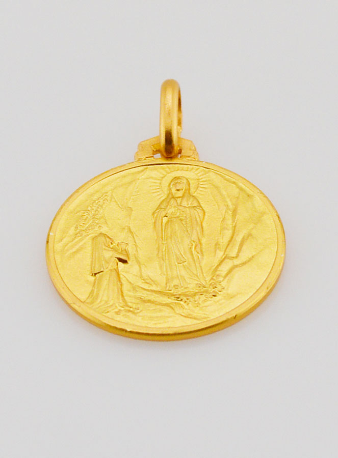 Médaille Notre Dame de Lourdes en Plaqué Or - 18mm (pic 2)