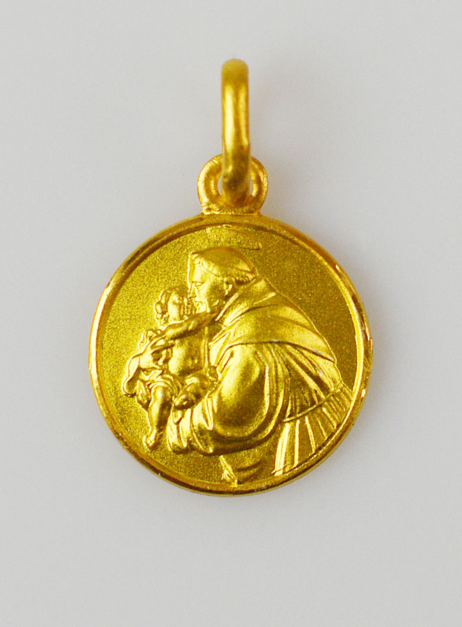 Médaille Saint Antoine de Padoue en Plaqué Or - 12 mm (pic 1)