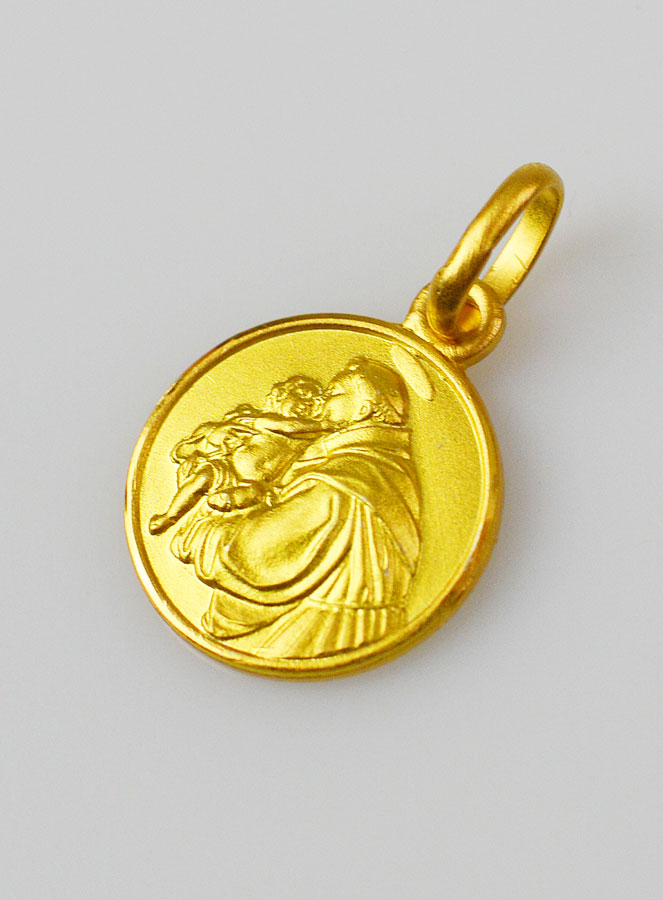 Médaille Saint Antoine de Padoue en Plaqué Or - 12 mm (pic 2)