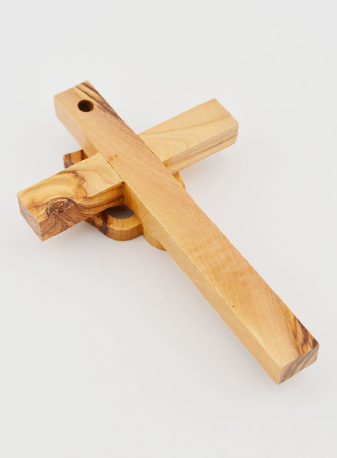 Croix Crucifix Esprit Saint en Bois d'Olivier - 12 cm (pic 4)