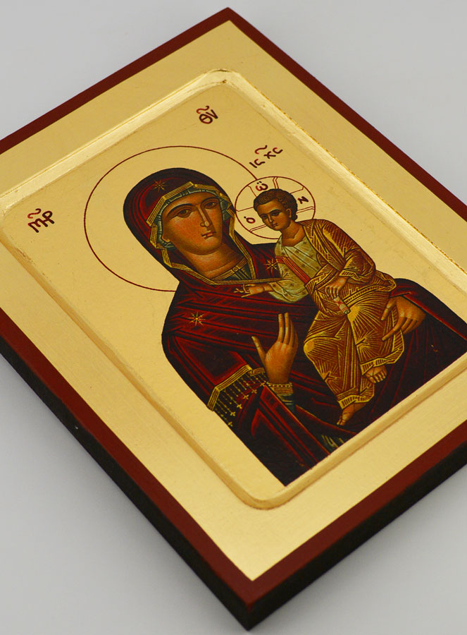 Icône Byzantine Marie Porte du Ciel sur Feuille d'Or - 17 cm (pic 3)
