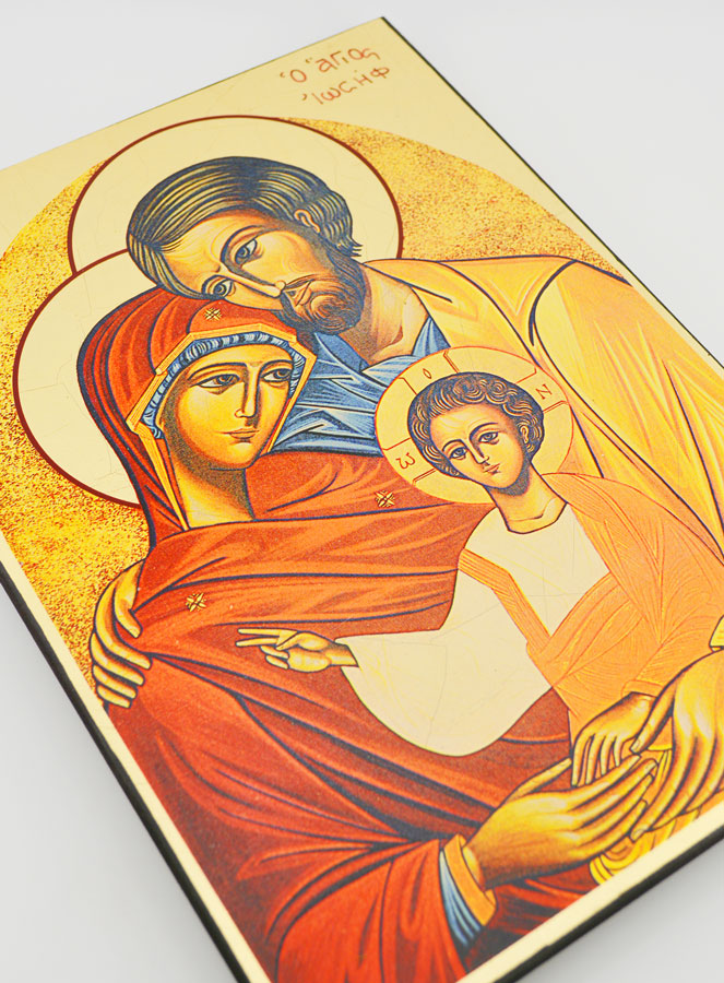 Icône Byzantine Grecque Sainte Famille - 25 cm (pic 3)