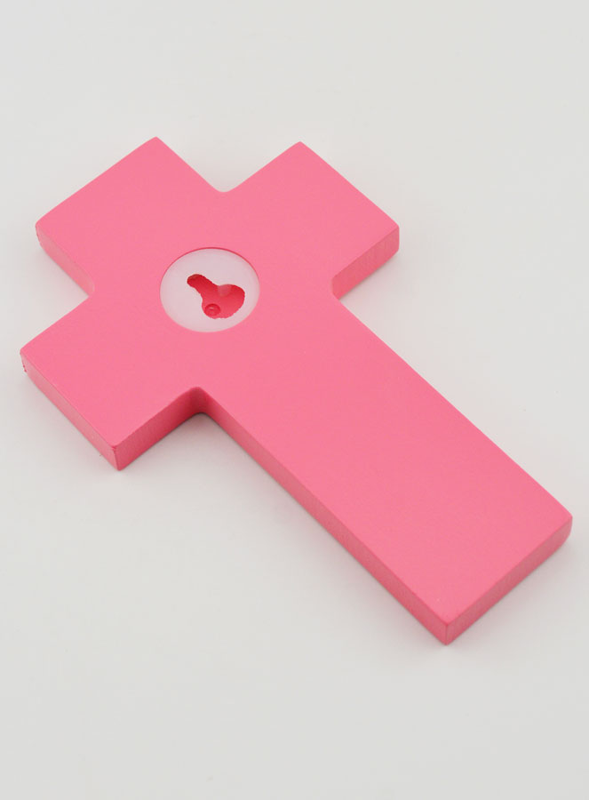 Croix en Bois Enfants du Monde Rose (pic 4)