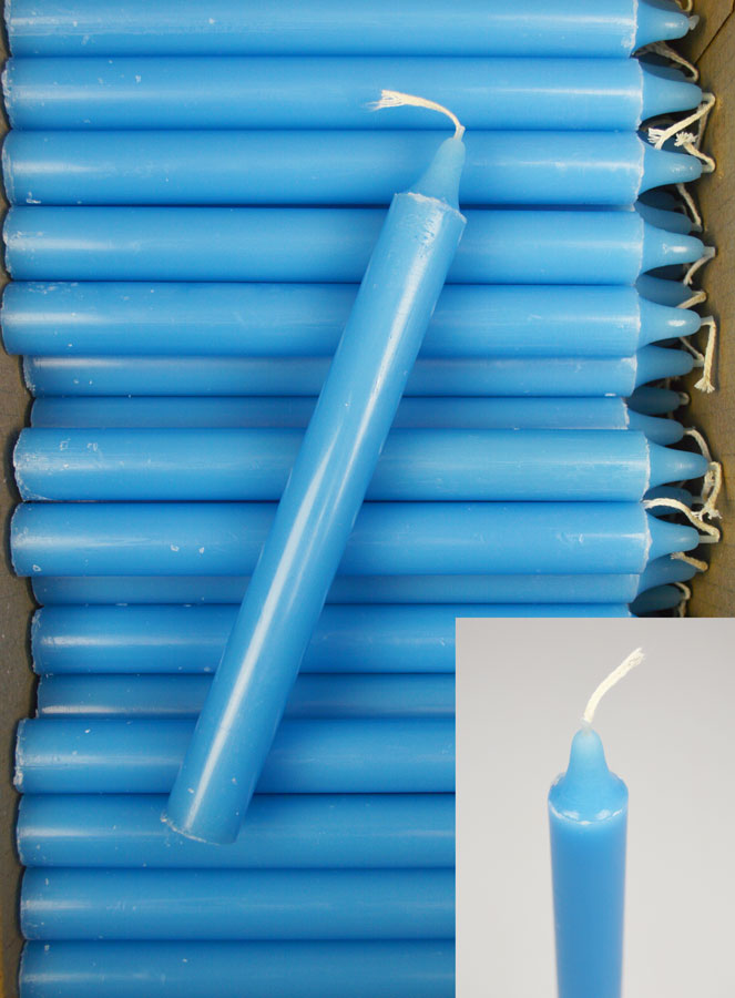 24 Bougies Cierges Teintées Masse Couleur Bleu Pastel (pic 2)