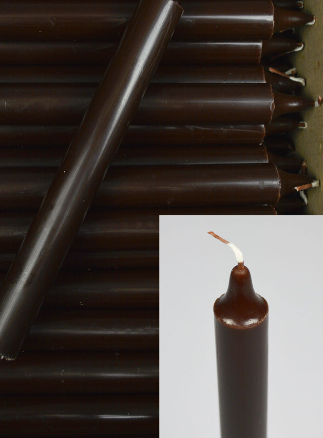 24 Bougies Cierges Teintées Masse Couleur Marron Chocolat (pic 4)