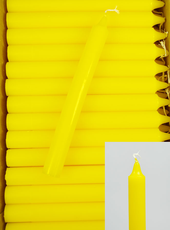 24 Bougies Cierges Teintées Masse Couleur Jaune (pic 1)