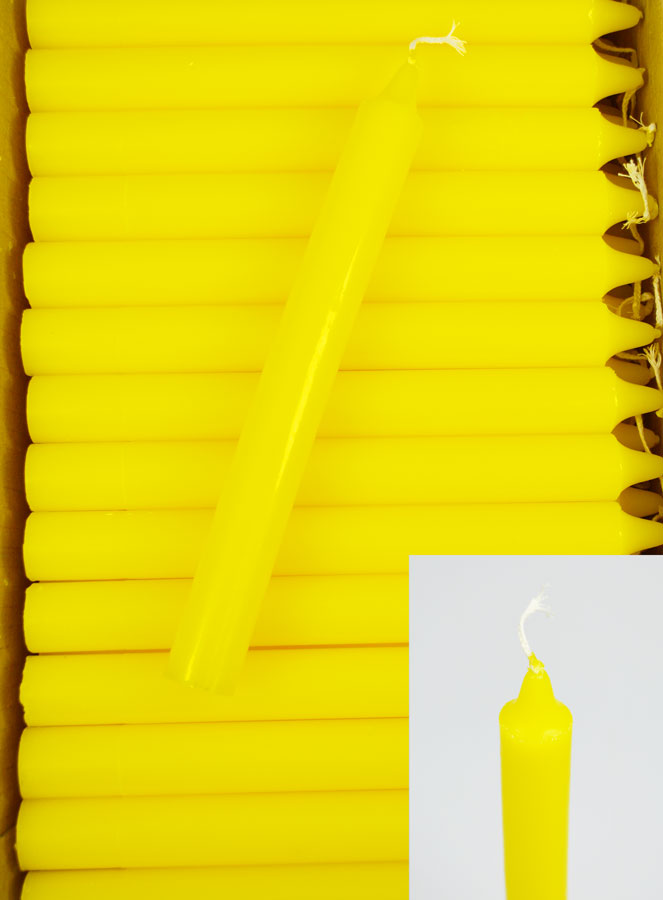 24 Bougies Cierges Teintées Masse Couleur Jaune (pic 2)