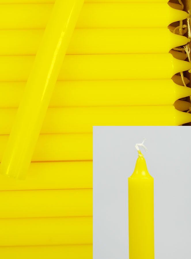 24 Bougies Cierges Teintées Masse Couleur Jaune (pic 3)