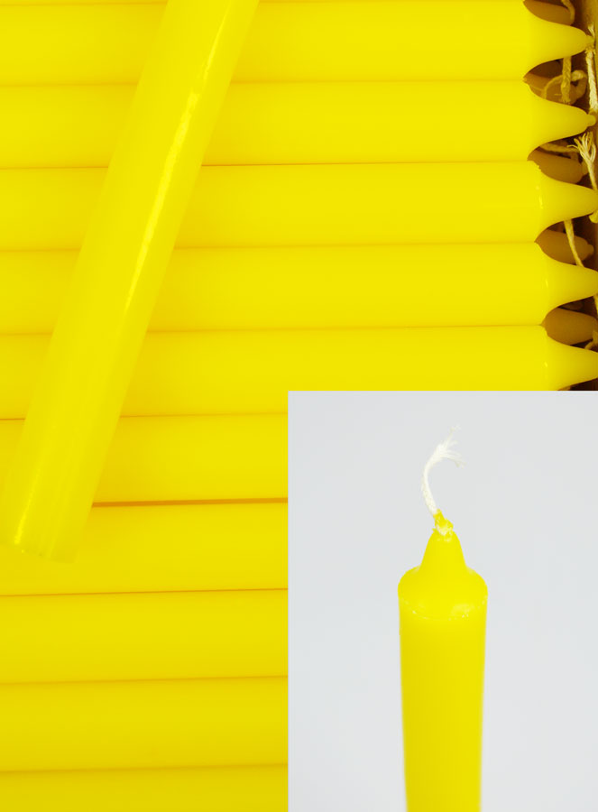 24 Bougies Cierges Teintées Masse Couleur Jaune (pic 4)