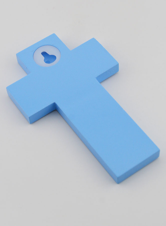 Croix en Bois Enfants du Monde Bleue (pic 4)