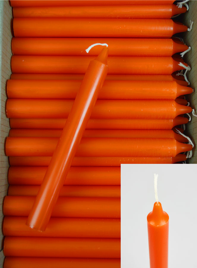 24 Bougies Cierges Teintées Masse Couleur Orange (pic 2)