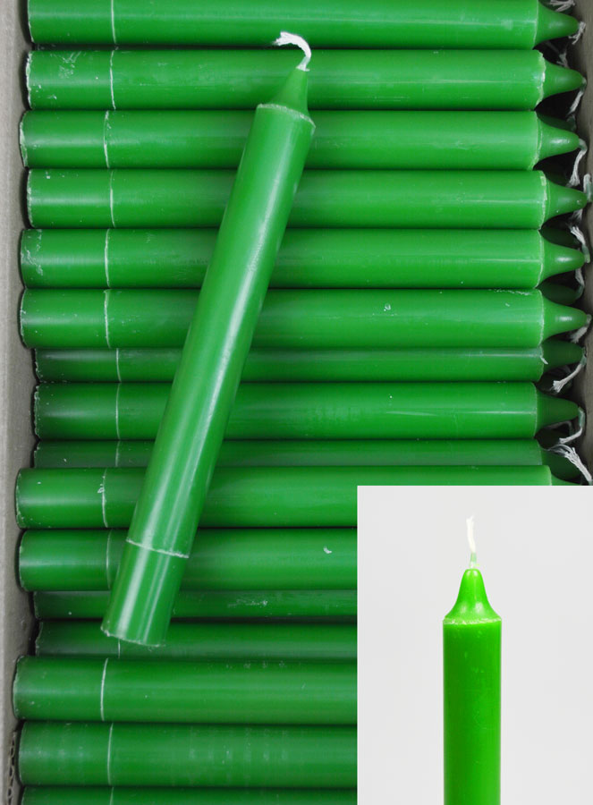 24 Bougies Cierges Teintées Masse Couleur Vert Pré (pic 1)