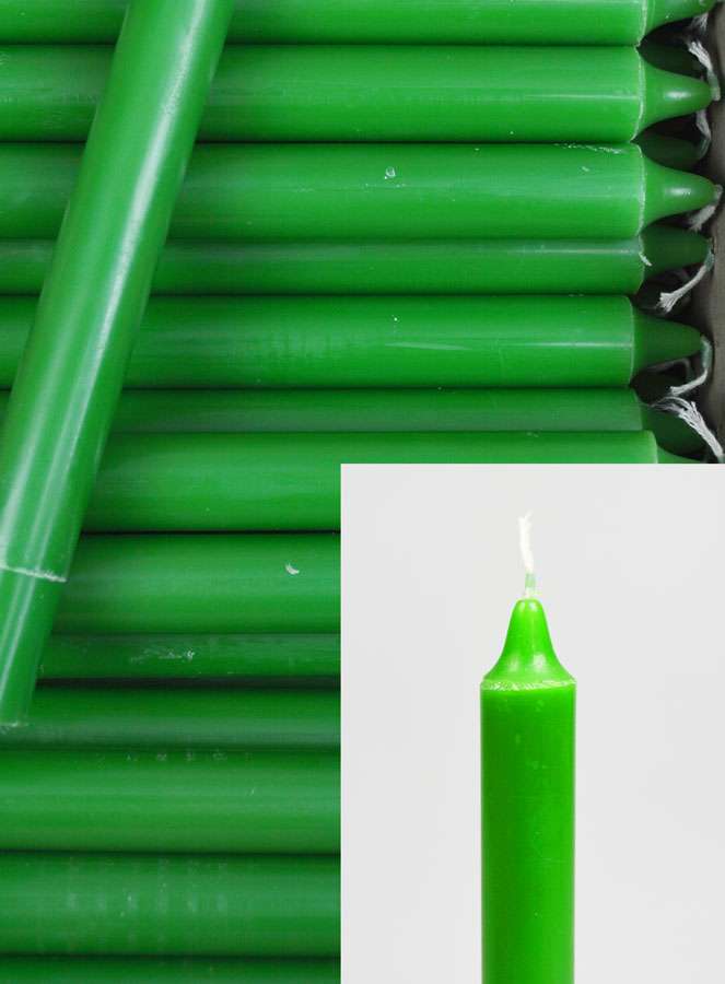 24 Bougies Cierges Teintées Masse Couleur Vert Pré (pic 3)