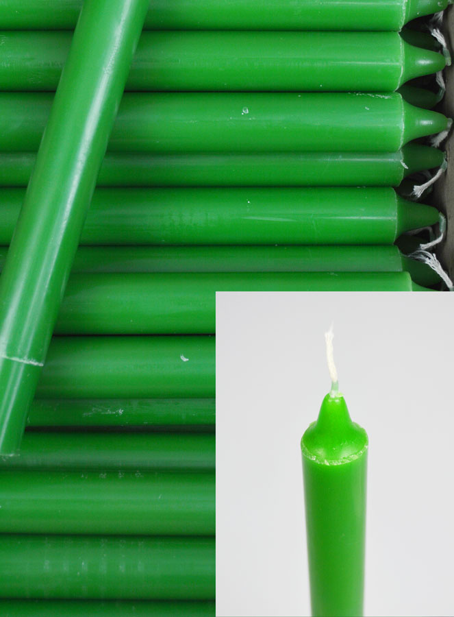24 Bougies Cierges Teintées Masse Couleur Vert Pré (pic 4)