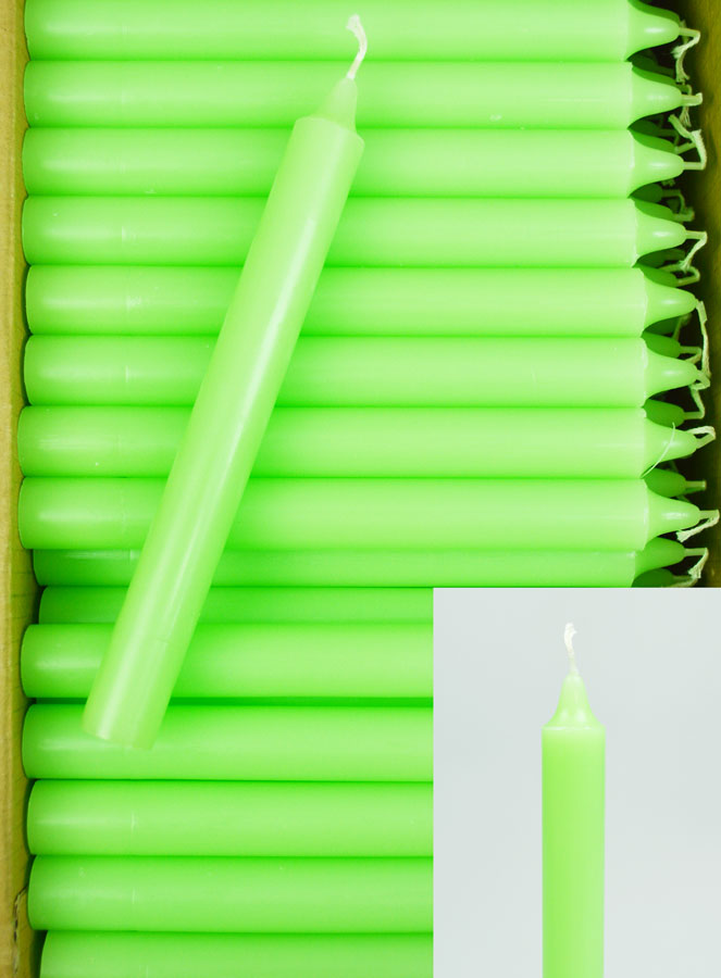 24 Bougies Cierges Teintées Masse Couleur Vert Pâle - Fluo (pic 1)