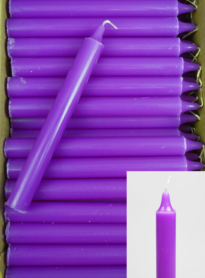 24 Bougies Cierges Teintées Masse Couleur Violet (pic 1)