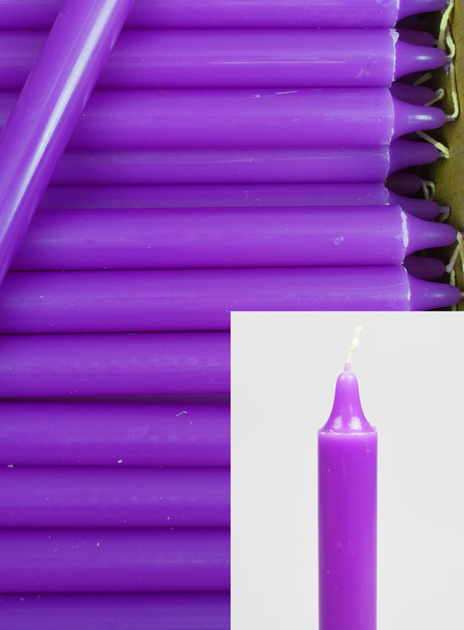 24 Bougies Cierges Teintées Masse Couleur Violet (pic 3)