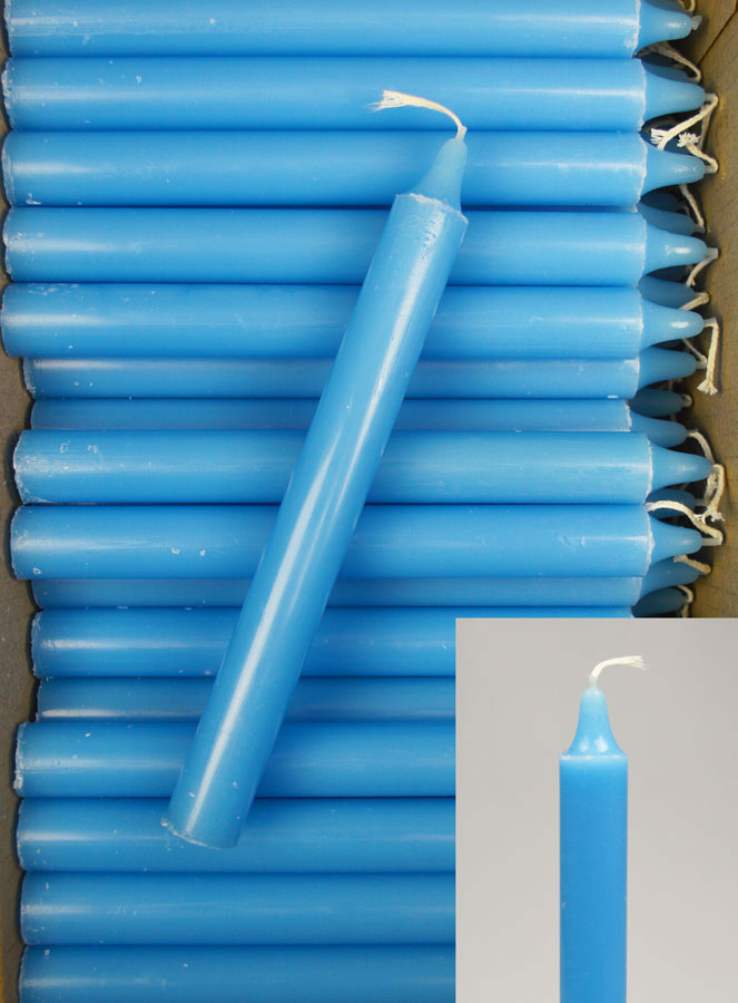 Carton 48 Cierges Teintées Masse Couleur Bleu Pastel (pic 1)