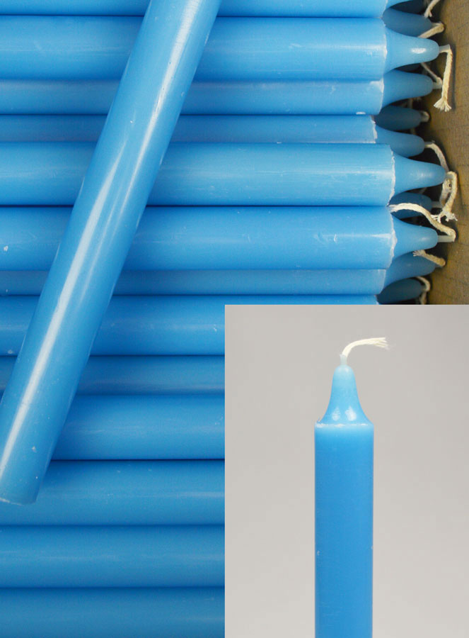 Carton 48 Cierges Teintées Masse Couleur Bleu Pastel (pic 3)