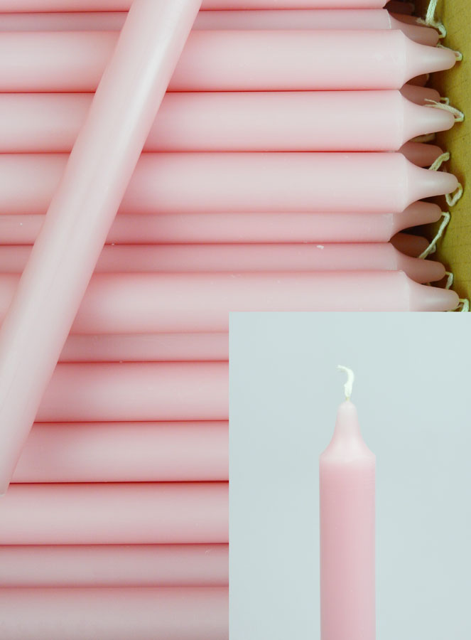 Carton 48 Cierges Teintées Masse Couleur Rose Pâle (pic 3)
