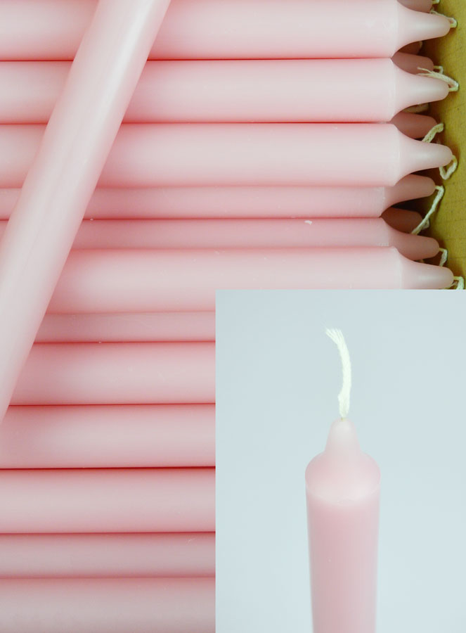 Carton 48 Cierges Teintées Masse Couleur Rose Pâle (pic 4)