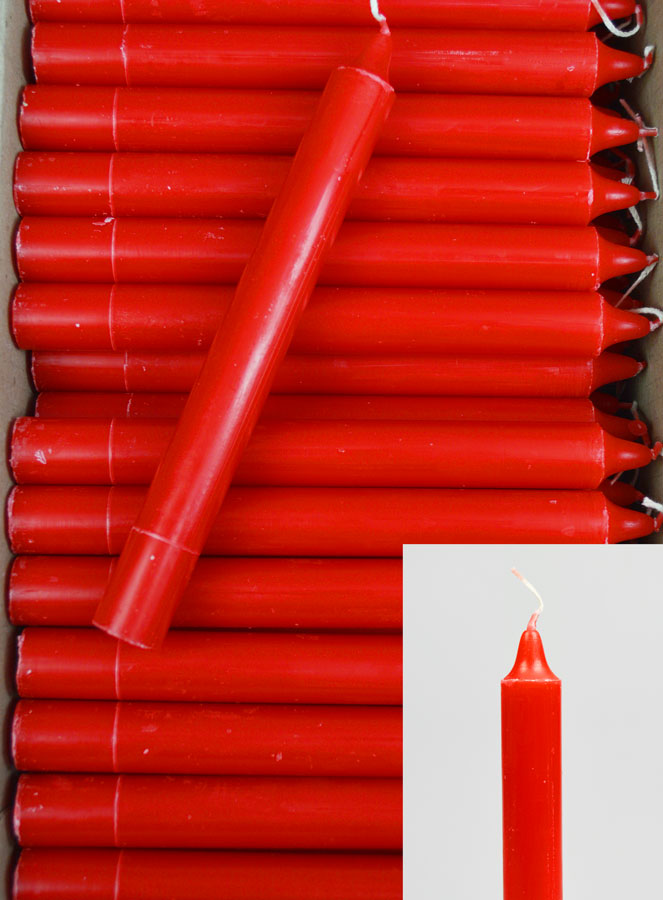 Carton 48 Cierges Teintées Masse Couleur Rouge (pic 1)