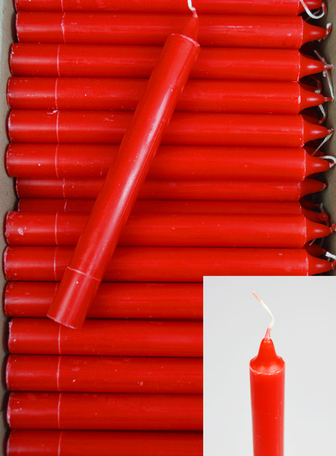 Carton 48 Cierges Teintées Masse Couleur Rouge (pic 2)