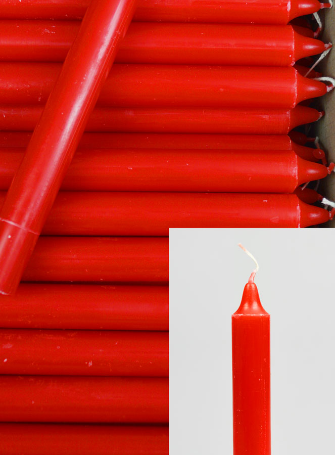 Carton 48 Cierges Teintées Masse Couleur Rouge (pic 3)