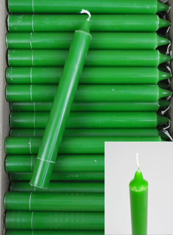 Carton 48 Cierges Teintées Masse Couleur Vert Pré (pic 2)