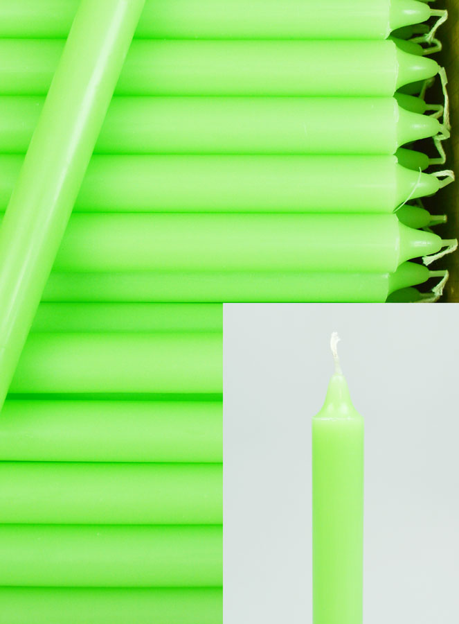 Carton 48 Cierges Teintées Masse Couleur Vert Fluo (pic 3)
