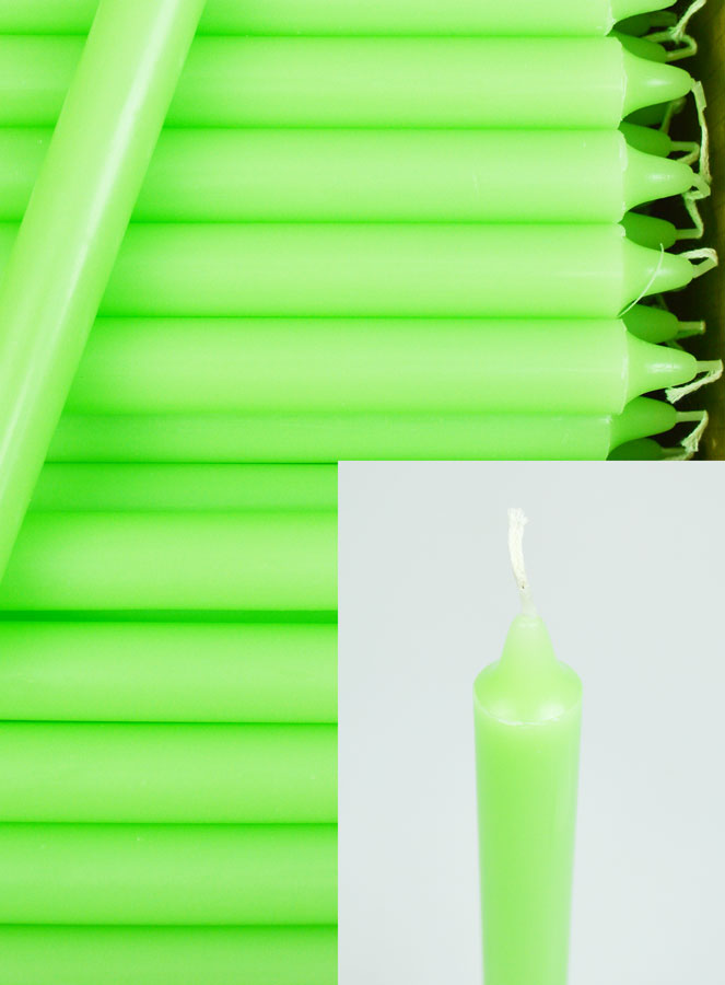 Carton 48 Cierges Teintées Masse Couleur Vert Fluo (pic 4)