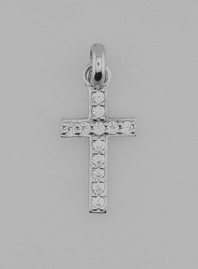 Pendentif Croix en Argent Diamants 14mm (pic 1)