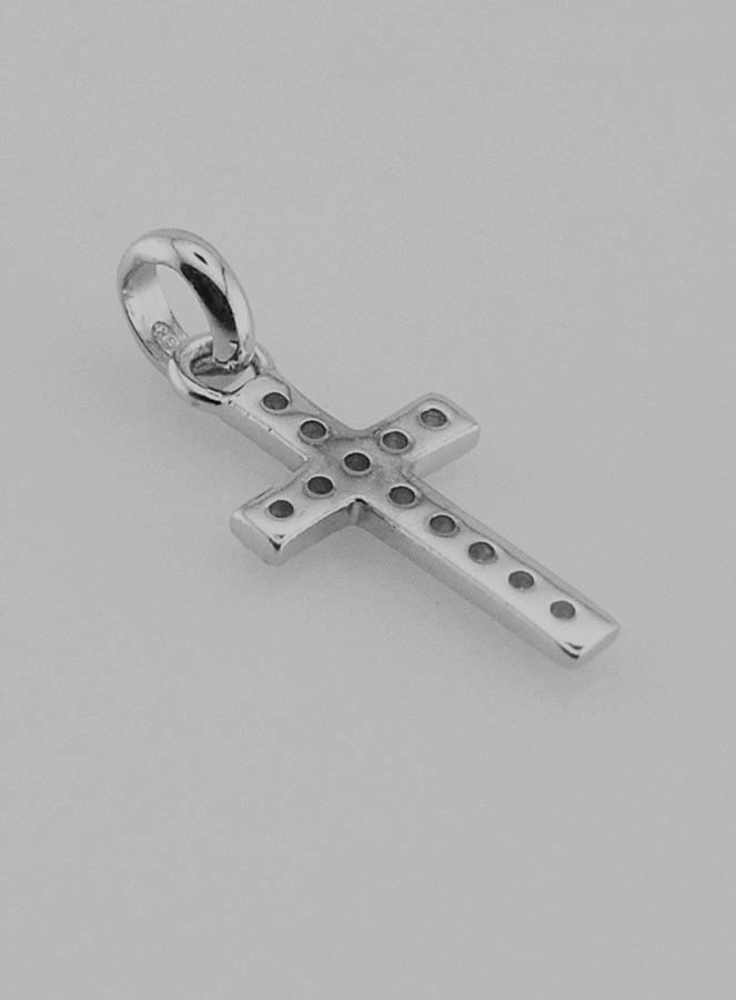 Pendentif Croix en Argent Diamants 14mm (pic 4)