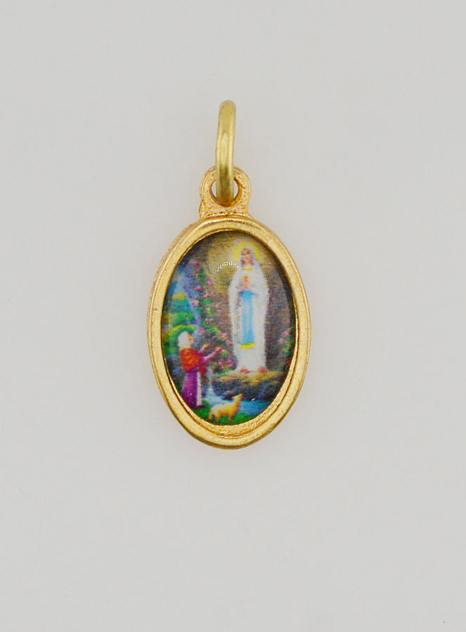 Médaille Notre Dame de Lourdes Dorée - 14 mm (pic 1)