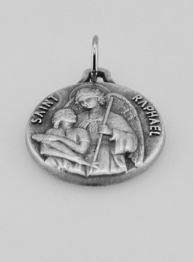 Médaille Saint Raphaël en Métal Argenté - 16 mm (pic 2)
