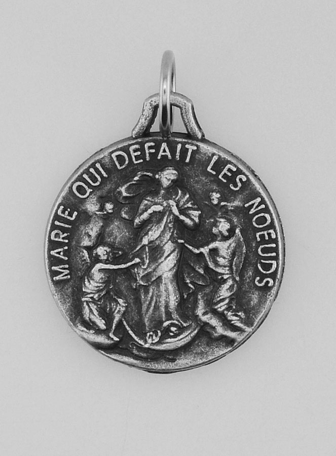 Médaille Marie qui Défait les Noeuds en Métal Argenté - 18 mm (pic 1)