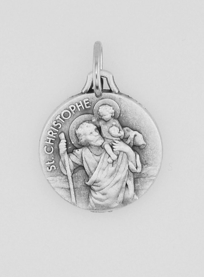Médaille Saint Christophe en Métal Argenté - 15 mm (pic 1)