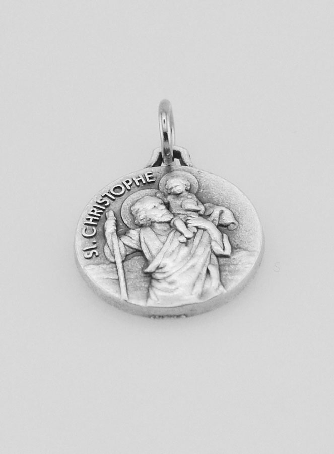 Médaille Saint Christophe en Métal Argenté - 15 mm (pic 2)