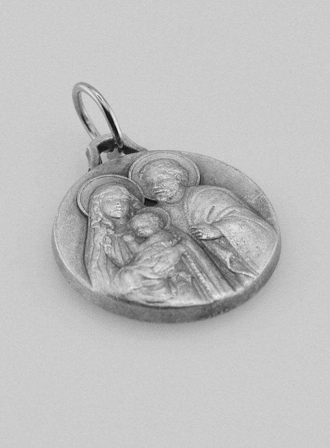 Médaille Sainte Famille en Métal Argenté - 16 mm (pic 3)